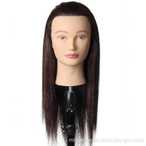 100% Real Natural Hair Training Mannequin Head Professional Hairstyle Practice Wig Head Women Brown